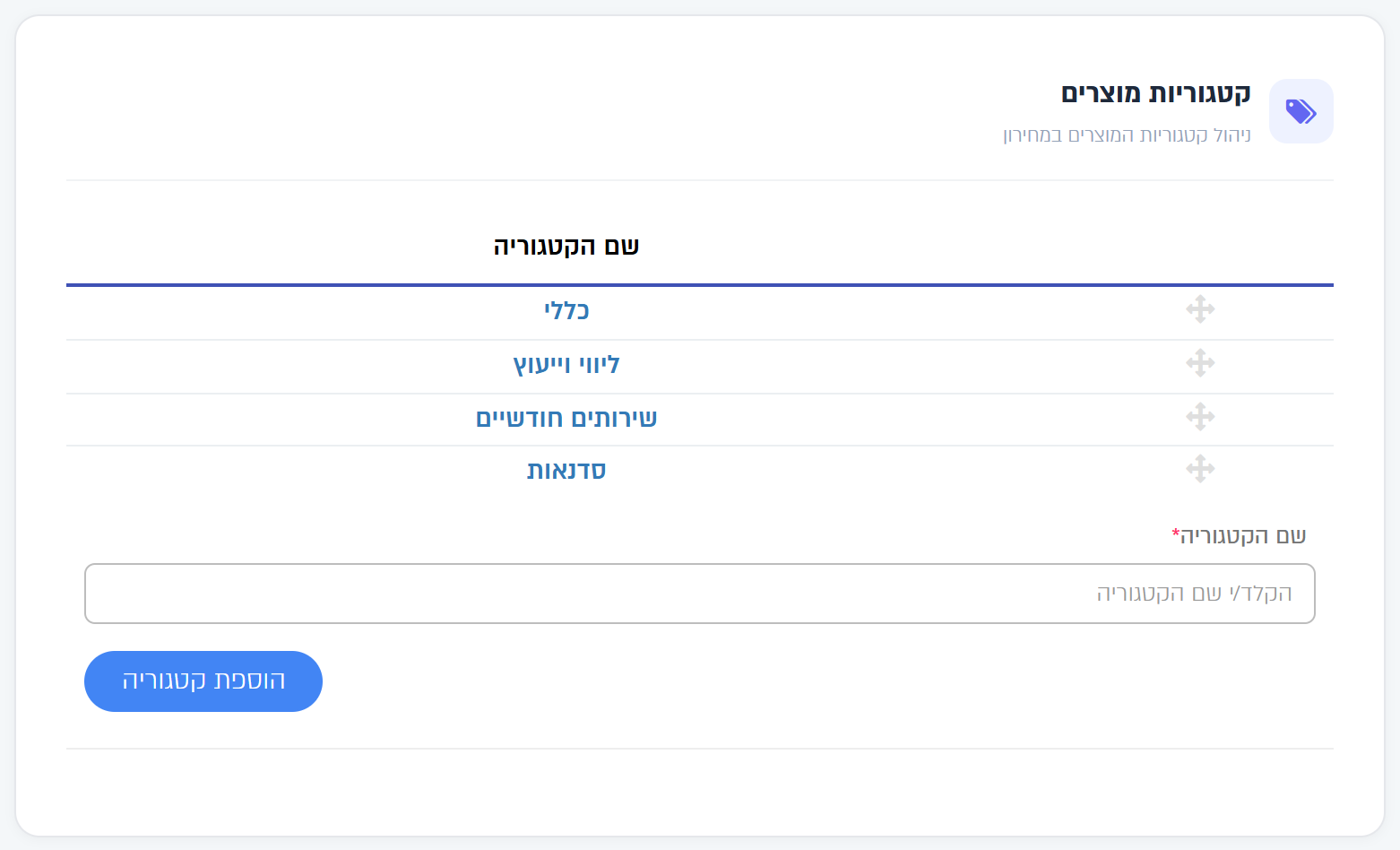 הלשונית קטגוריות