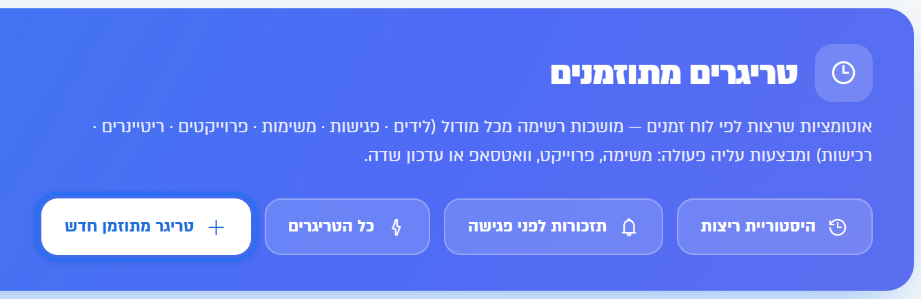 הכפתור טריגר מתוזמן חדש בראש הדף