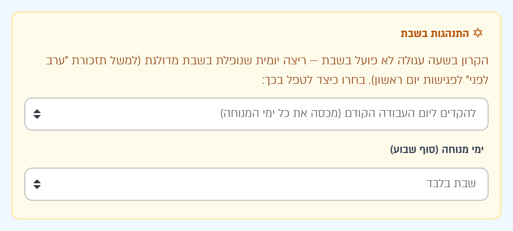 התנהגות בשבת: להקדים ליום העבודה הקודם