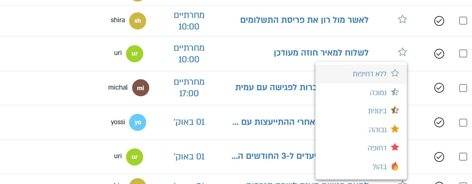 בחירת דחיפות מהכוכב שבשורה
