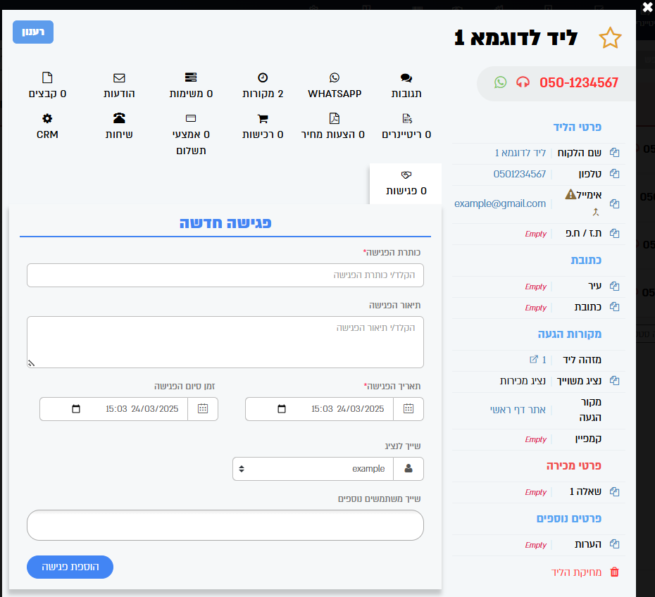טופס פרטי הפגישה
